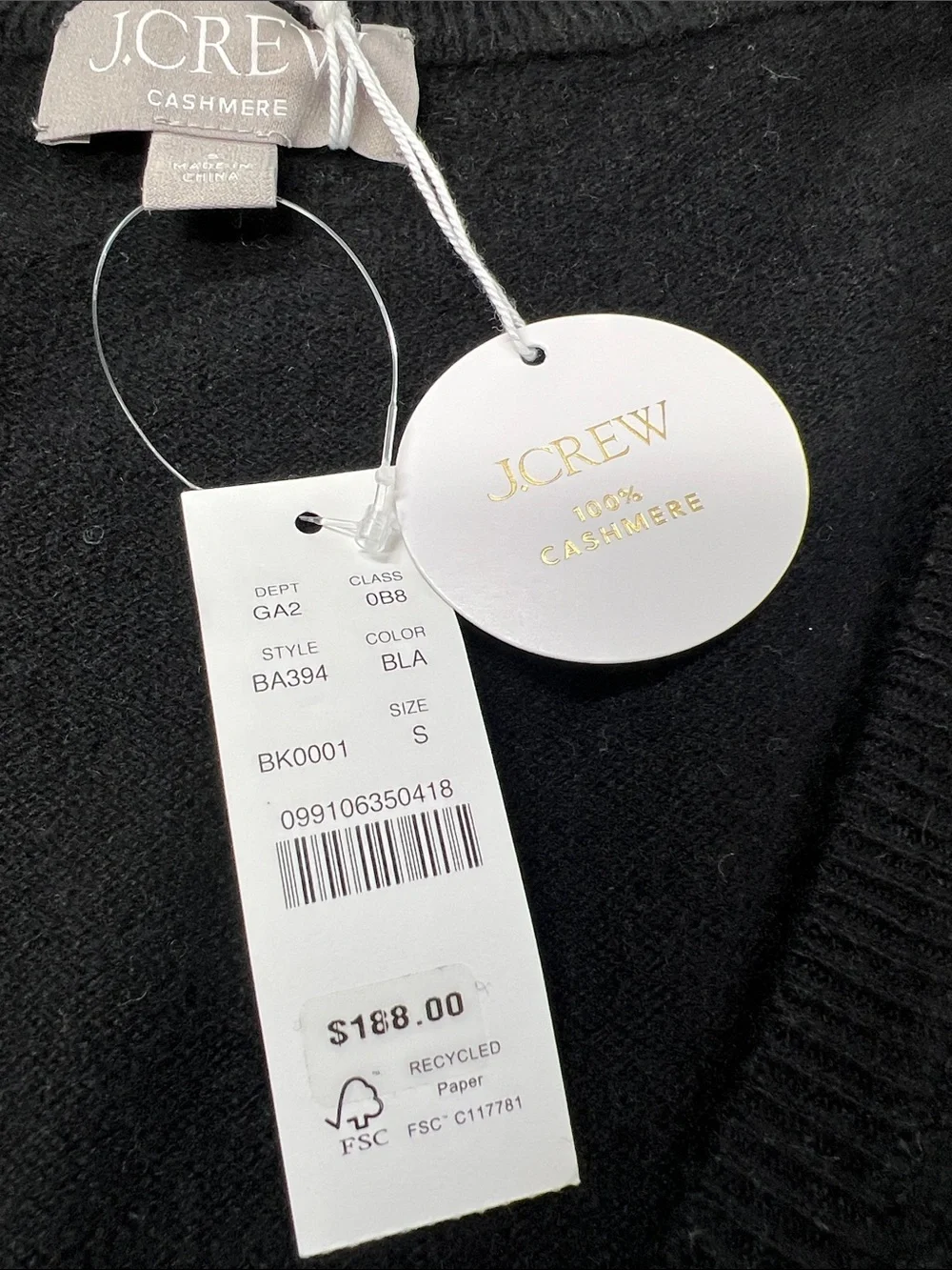 J. Crew Cashmere relaxed V-neck sweater in Black Size Small